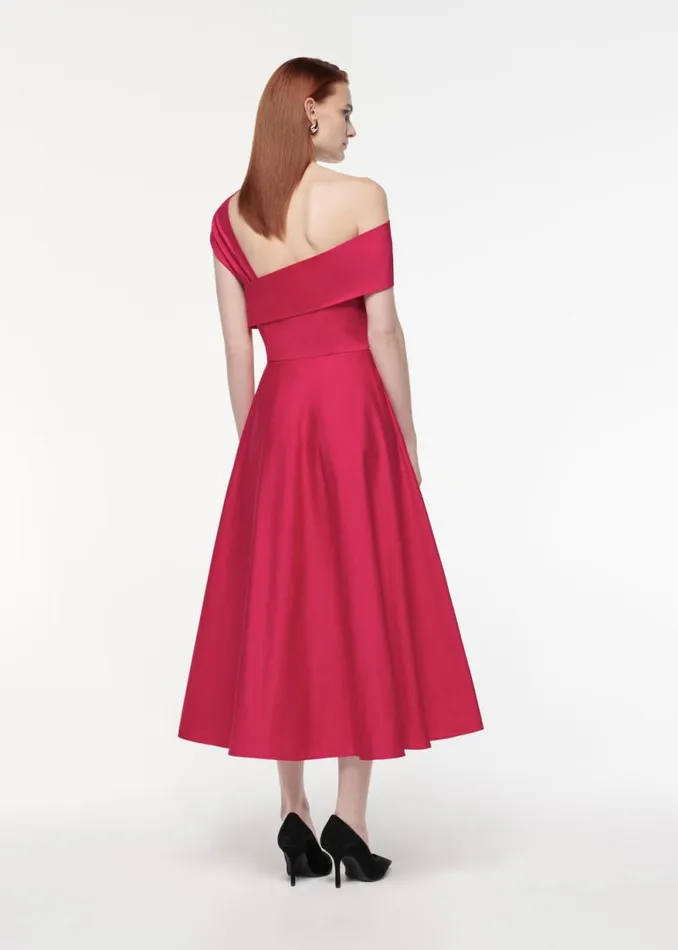 Women Dresses Roland Mouret Asymmetric Stretch Cotton Poplin Midi Dress