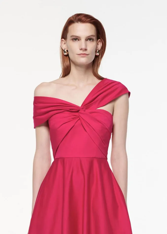 Women Dresses Roland Mouret Asymmetric Stretch Cotton Poplin Midi Dress