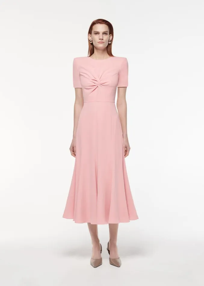 Women Dresses Roland Mouret Short Sleeve Light Cady Midi Dress