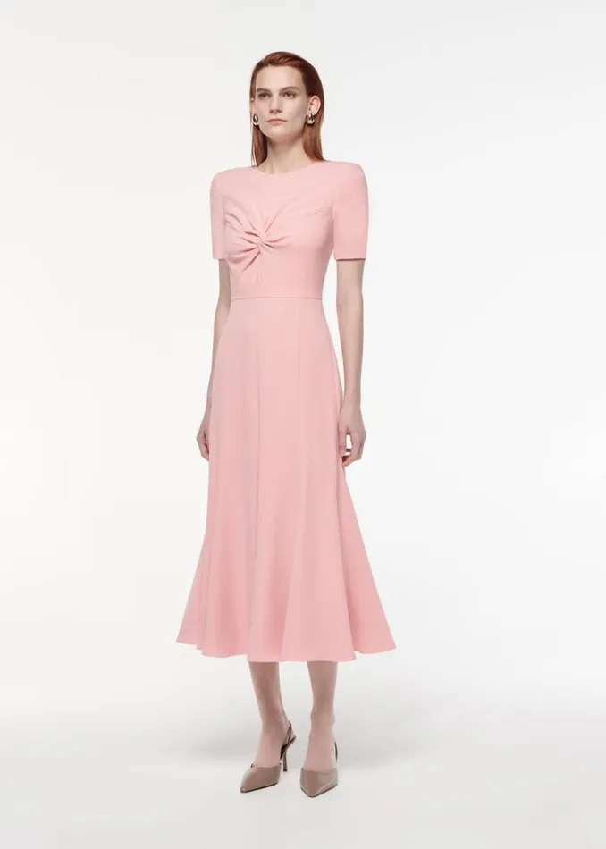 Women Dresses Roland Mouret Short Sleeve Light Cady Midi Dress