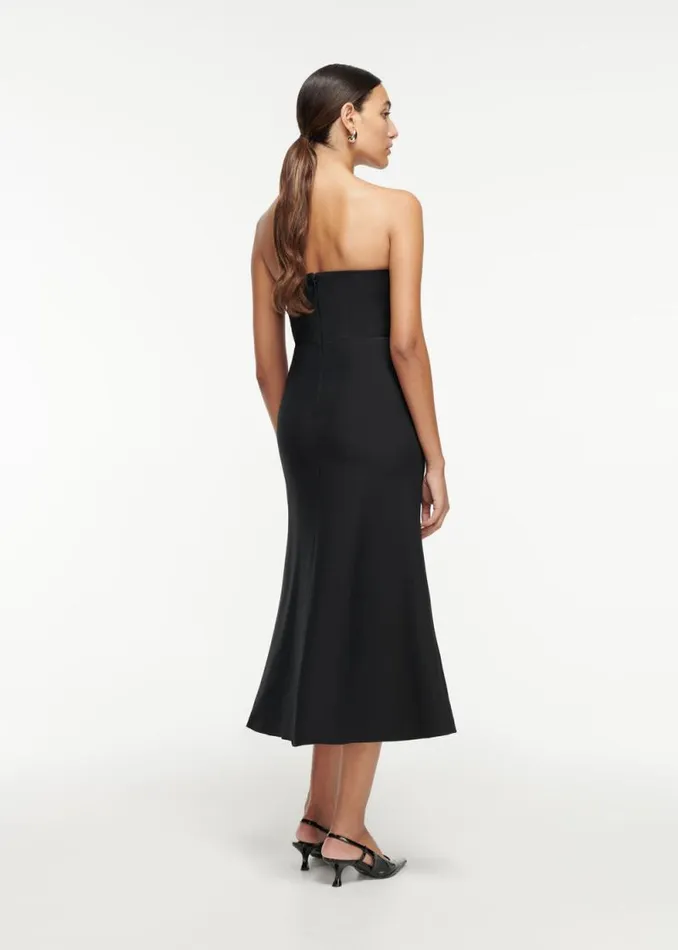 Women Dresses Roland Mouret Strapless Embellished Wool Silk Midi Dress
