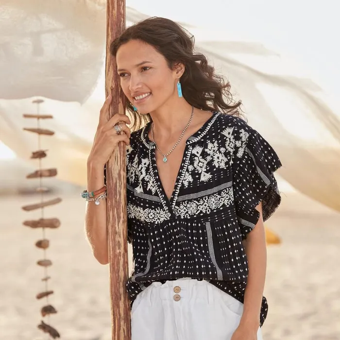 Women Electra Top Black Sundance Catalog Tops