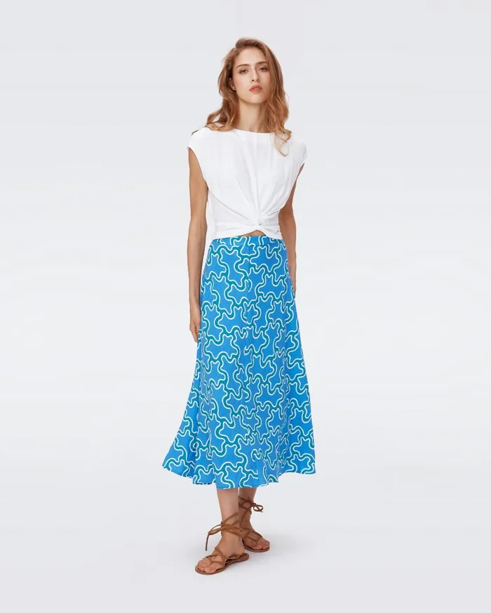 Women Florencia Skirt Cloud Patch Blue DVF Skirts