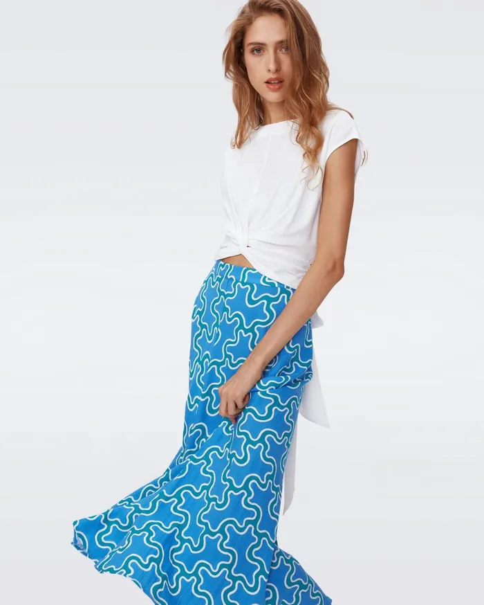 Women Florencia Skirt Cloud Patch Blue DVF Skirts