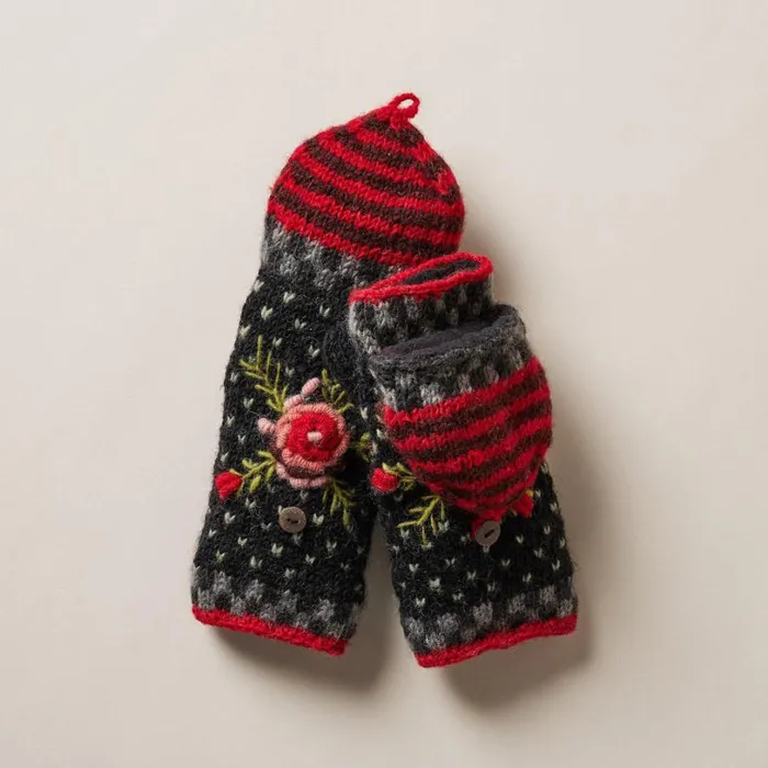 Women Frosty Blooms Convertible Mittens Raisin Sundance Catalog Scarves and Gloves Women Frosty Blooms Convertible Mittens Raisin Sundance Catalog Scarves and Gloves