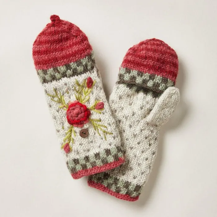 Women Frosty Blooms Convertible Mittens Raisin Sundance Catalog Scarves and Gloves Women Frosty Blooms Convertible Mittens Raisin Sundance Catalog Scarves and Gloves
