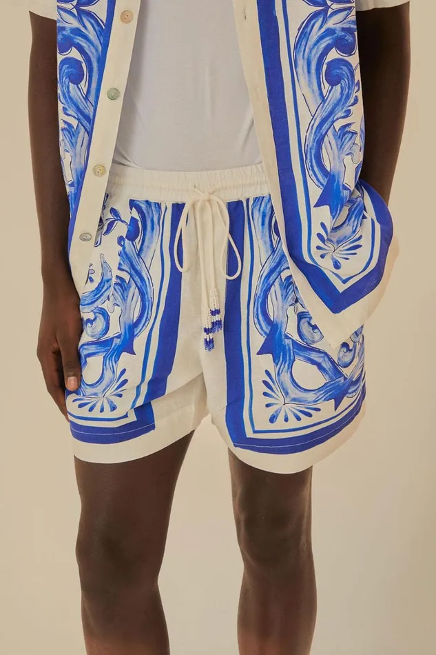 Women Garden Tiles Shorts Garden Tiles Offwhite FARM Rio Shorts