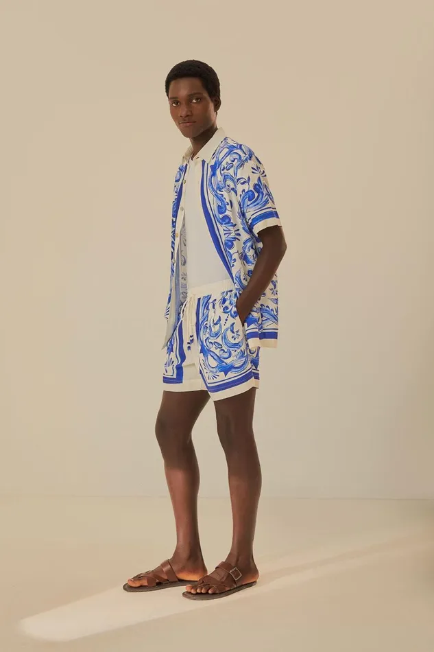 Women Garden Tiles Shorts Garden Tiles Offwhite FARM Rio Shorts
