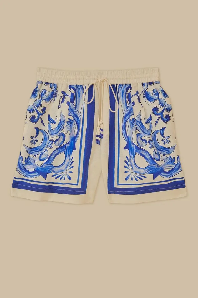 Women Garden Tiles Shorts Garden Tiles Offwhite FARM Rio Shorts
