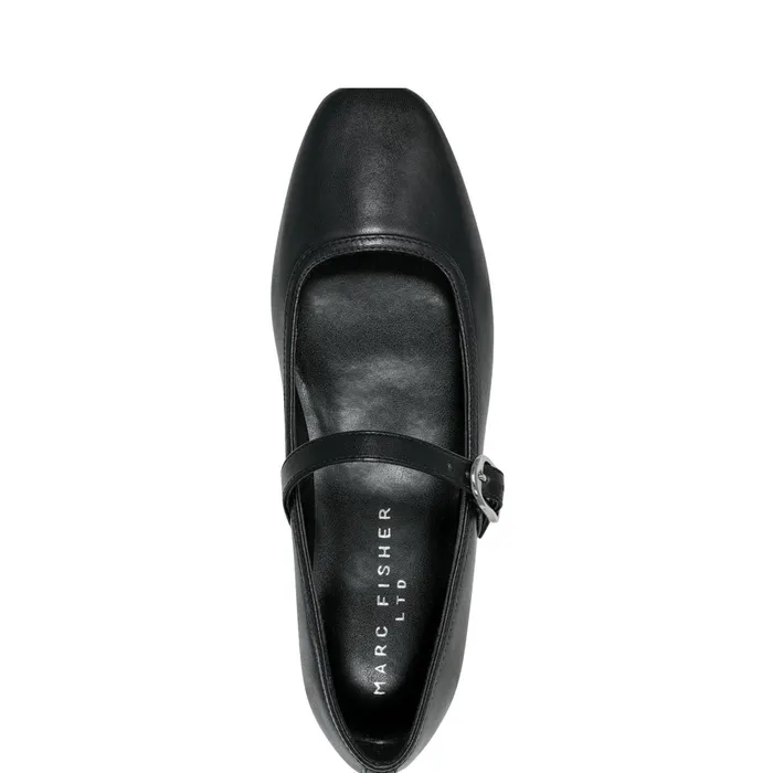 Women Garissa Mary Jane Ballet Flat Black Leather Marc Fisher Loafers and Flats