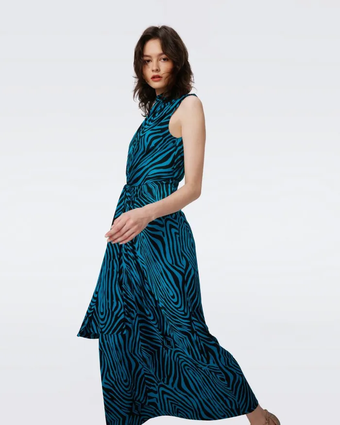 Women Geri Dress Huge Zebra Blue DVF Dresses