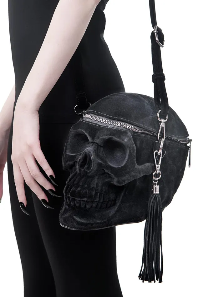 Women Handbags Killstar Grave Digger Skull Handbag VELVET