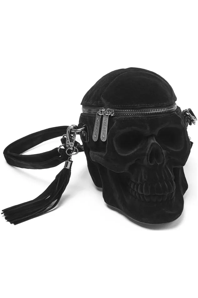 Women Handbags Killstar Grave Digger Skull Handbag VELVET