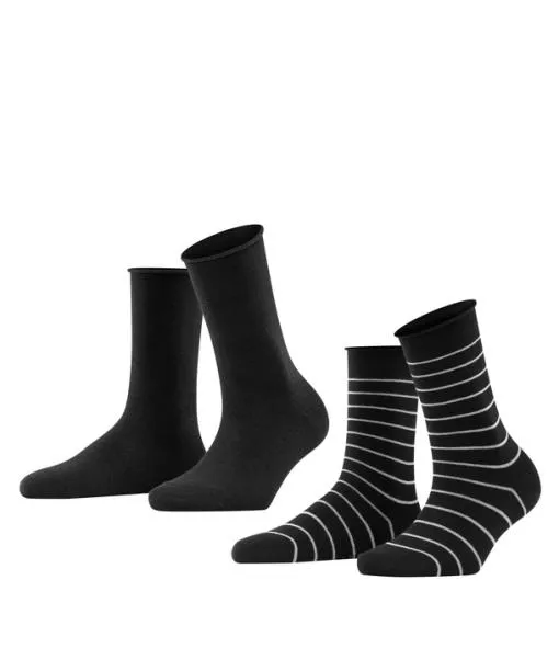 Women Happy Stripe 2Pack Women Socks Black FALKE Socks