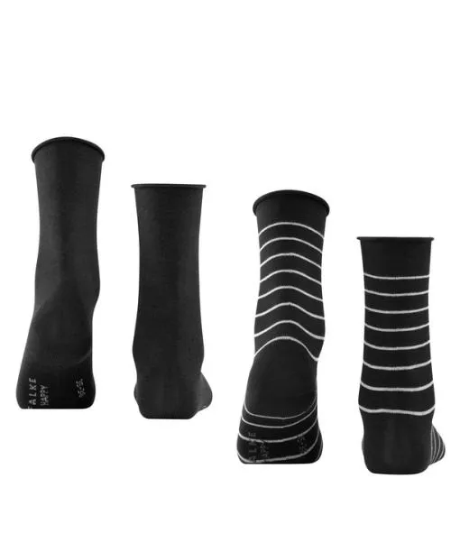 Women Happy Stripe 2Pack Women Socks Black FALKE Socks