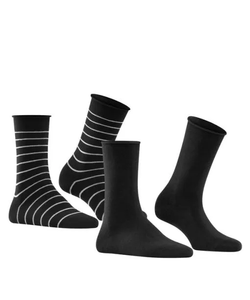 Women Happy Stripe 2Pack Women Socks Black FALKE Socks