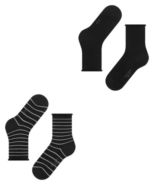 Women Happy Stripe 2Pack Women Socks Black FALKE Socks