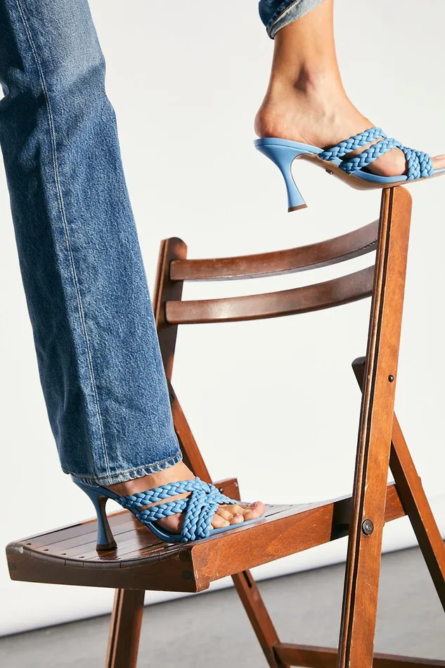 Women Heels Wedges Free People Jojo Braided Heels True Blue