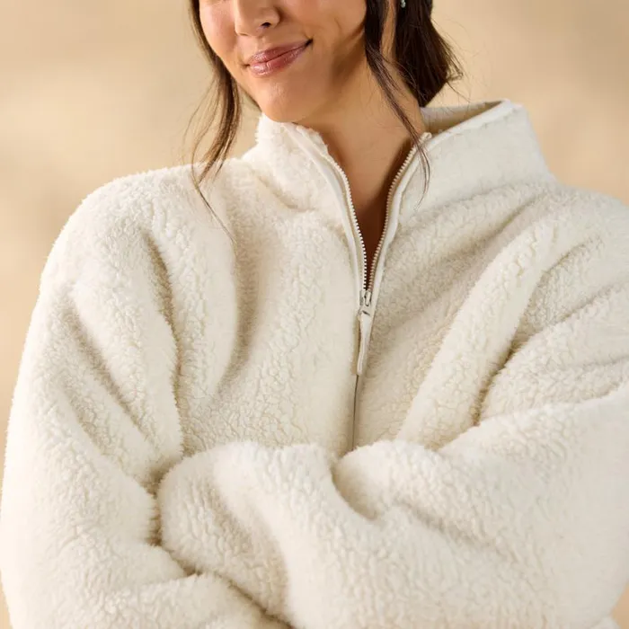 Women Heidi Sherpa Pullover Petite Vanilla Sundance Catalog Petite Styles Women Heidi Sherpa Pullover Petite Vanilla Sundance Catalog Petite Styles