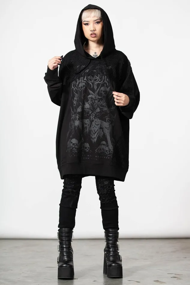Women Hoodies Killstar The Verge Fishnet Hoodie