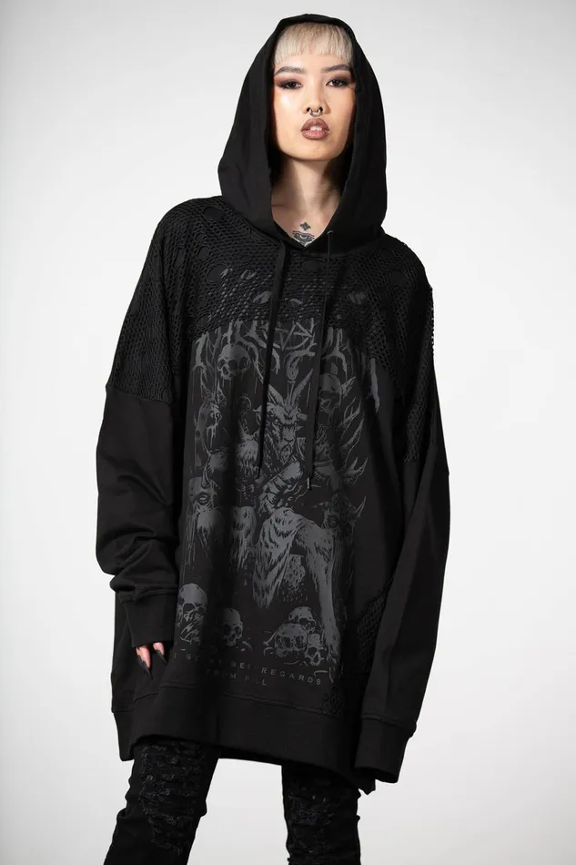 Women Hoodies Killstar The Verge Fishnet Hoodie