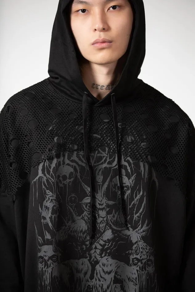 Women Hoodies Killstar The Verge Fishnet Hoodie
