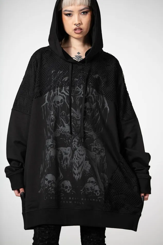 Women Hoodies Killstar The Verge Fishnet Hoodie