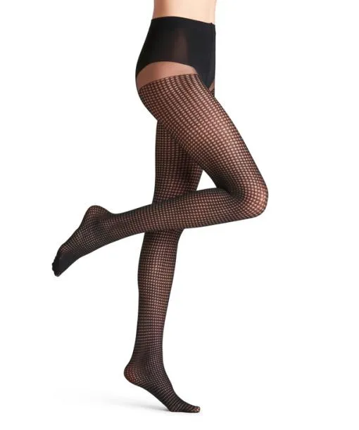 Women Houndstooth 15 DEN Women Tights Black FALKE Tights and Leggings