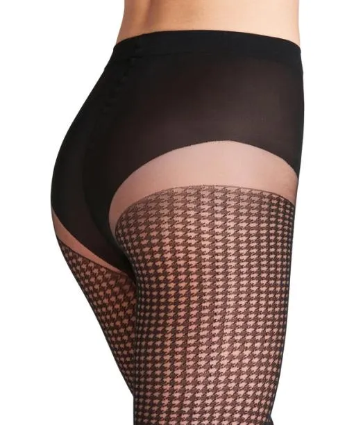Women Houndstooth 15 DEN Women Tights Black FALKE Tights and Leggings