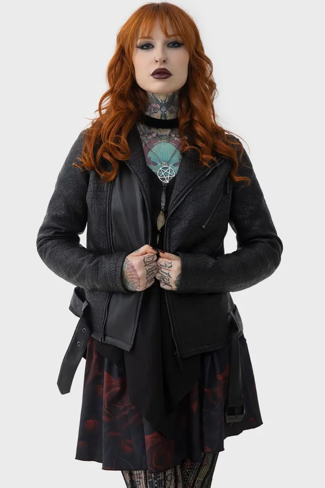 Women Jackets and Coats Killstar Spideration Biker Jacket