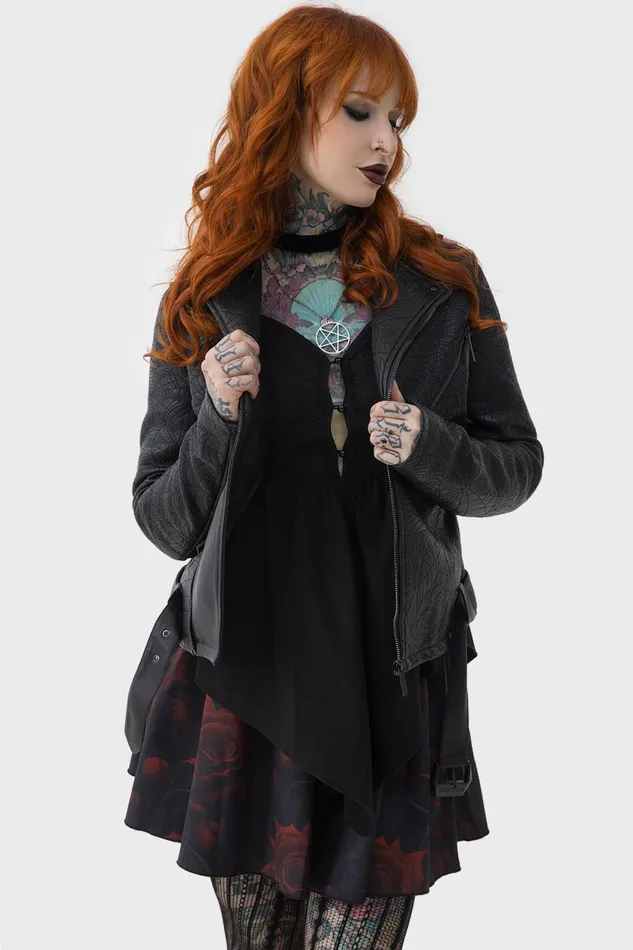 Women Jackets and Coats Killstar Spideration Biker Jacket
