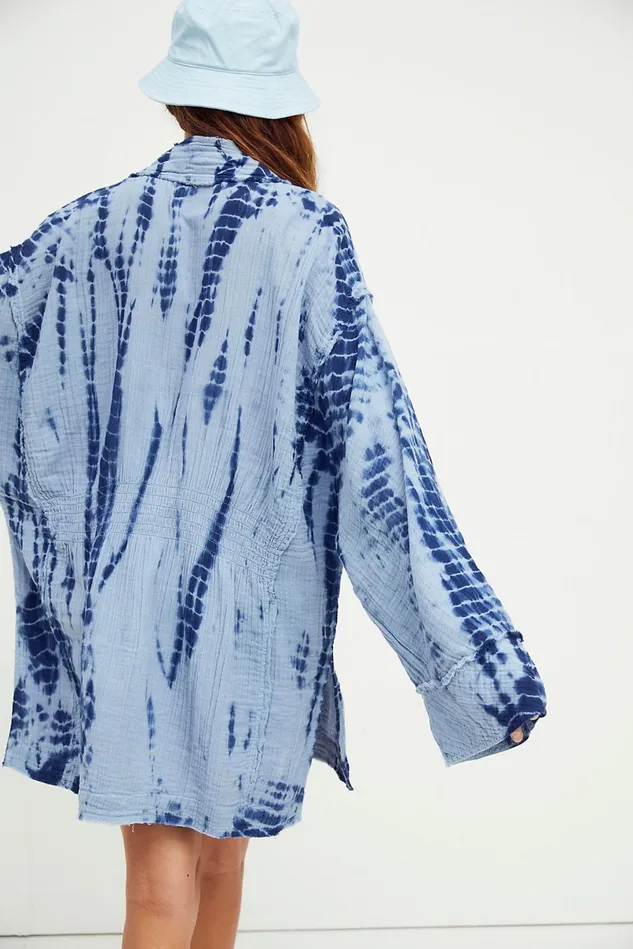 Women Jackets Free People Ivy Duster Chambray Navy Combo