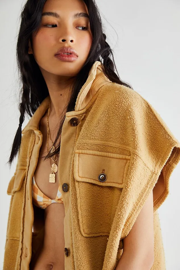 Women Jackets Free People Ruby Vest Sueded Suntan