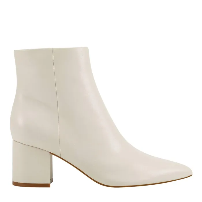 Women Jarli Pointy Ankle Bootie Ivory Leather Marc Fisher Boots and Booties