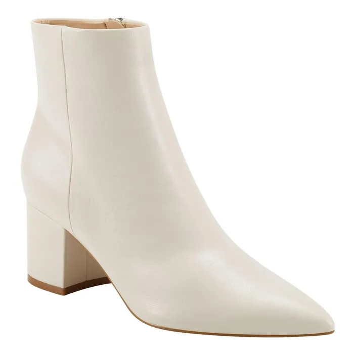 Women Jarli Pointy Ankle Bootie Ivory Leather Marc Fisher Boots and Booties