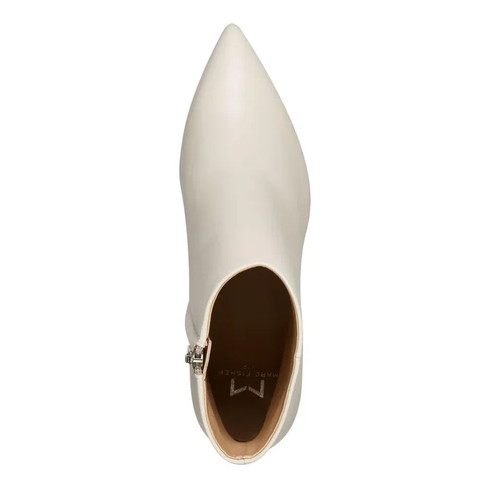Women Jarli Pointy Ankle Bootie Ivory Leather Marc Fisher Boots and Booties