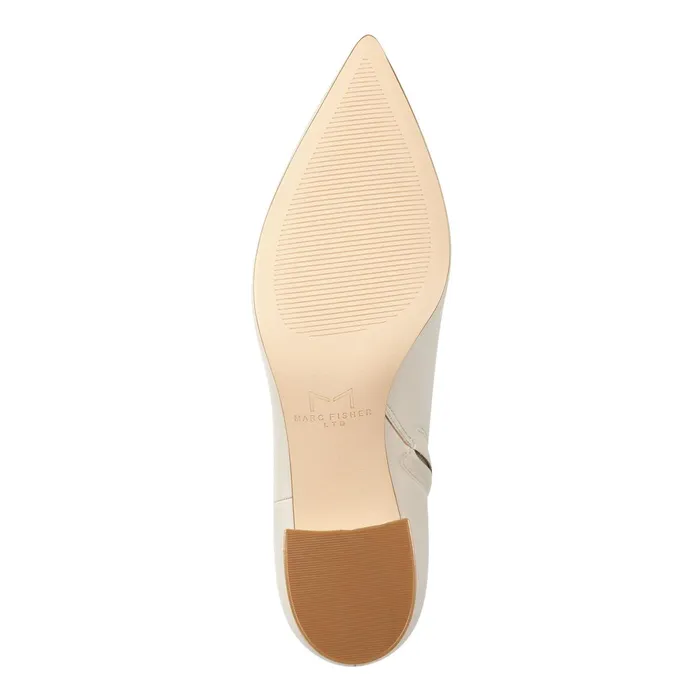 Women Jarli Pointy Ankle Bootie Ivory Leather Marc Fisher Boots and Booties