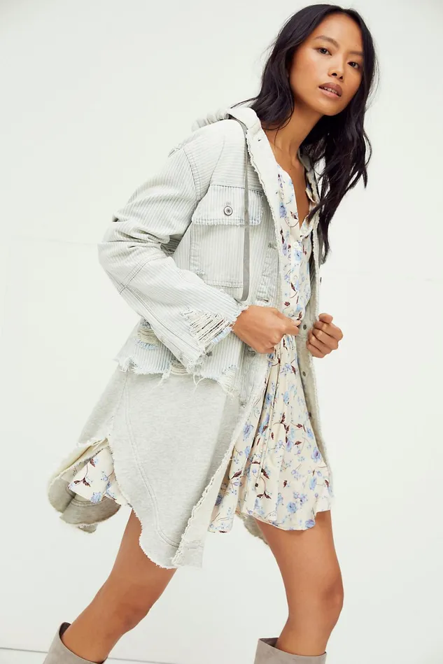Women Jean Jackets Free People Okinawa Denim Duster Double Down Wash