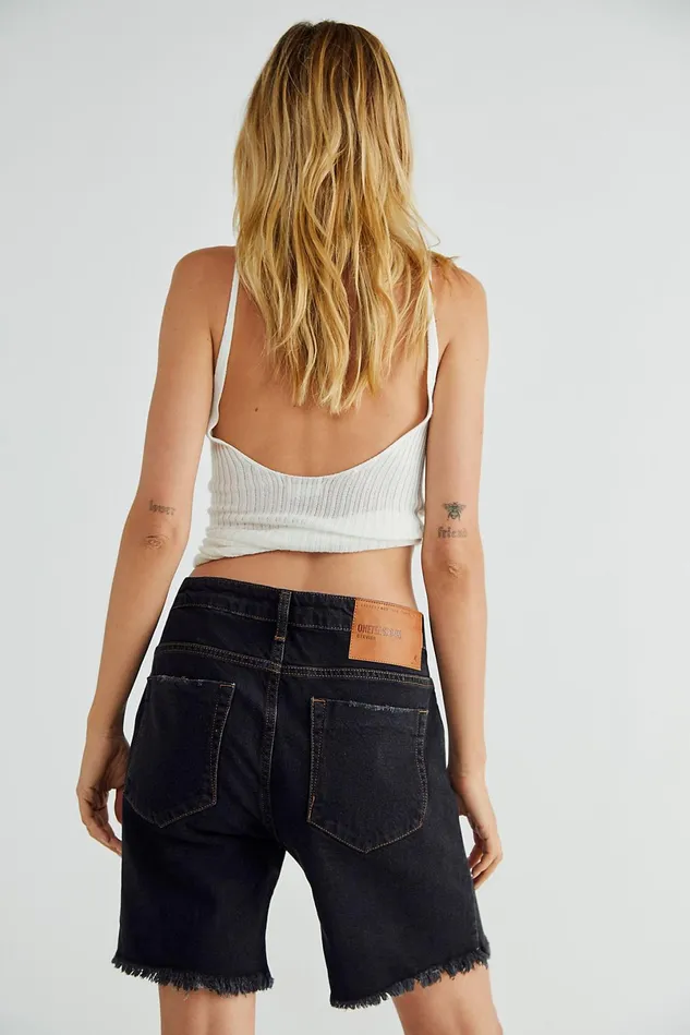 Women Jean Shorts Free People OneTeaspoon Stevies Boyfriend Shorts Worn Black