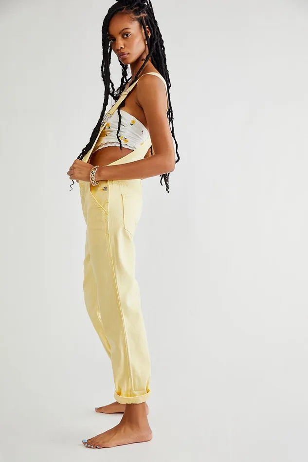Women Jeans Free People The Boyfriend Overall Buttercream