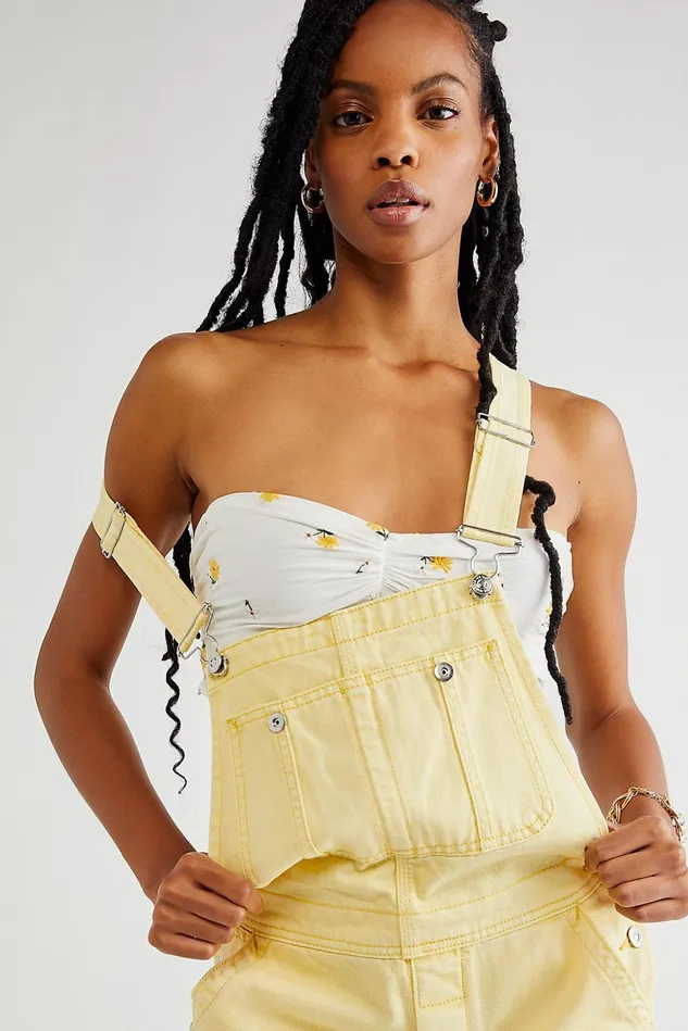 Women Jeans Free People The Boyfriend Overall Buttercream