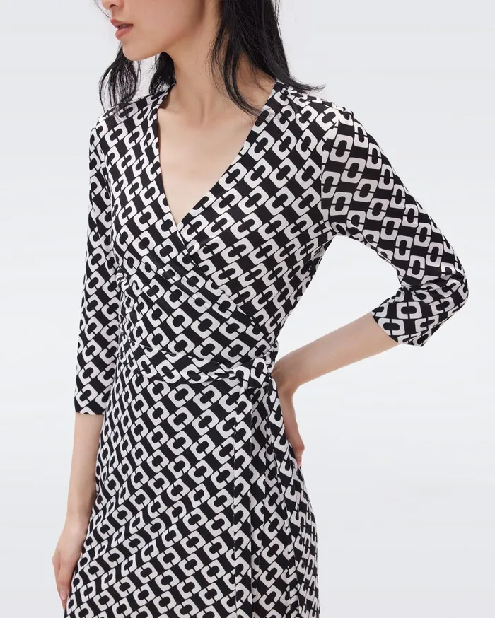 Women Julian Silk Jersey Wrap Dress Chain Link Medium Black DVF Dresses Women Julian Silk Jersey Wrap Dress Chain Link Medium Black DVF Dresses