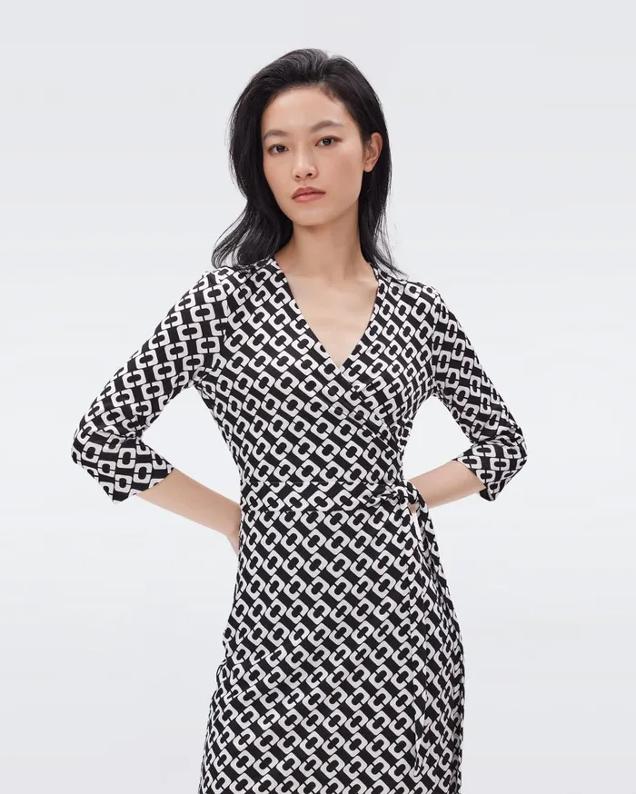Women Julian Silk Jersey Wrap Dress Chain Link Medium Black DVF Dresses Women Julian Silk Jersey Wrap Dress Chain Link Medium Black DVF Dresses