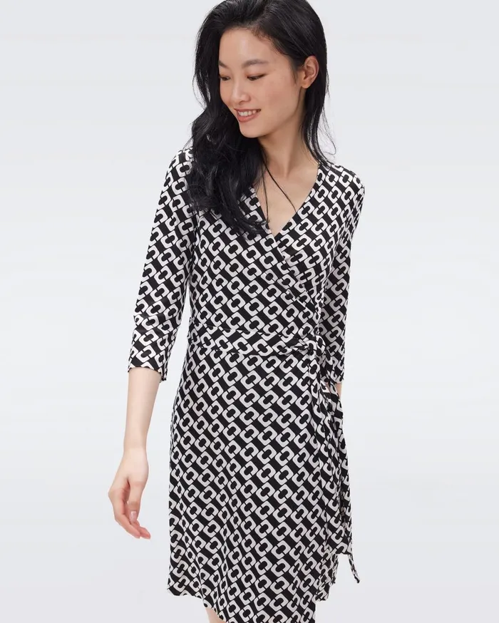Women Julian Silk Jersey Wrap Dress Chain Link Medium Black DVF Dresses Women Julian Silk Jersey Wrap Dress Chain Link Medium Black DVF Dresses