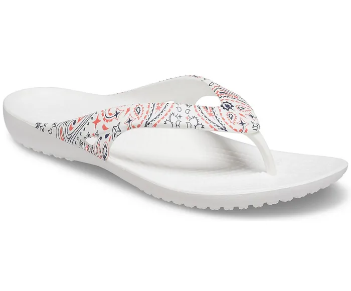 Women Kadee II Americana Paisley Flip White Multi Crocs FlipFlops