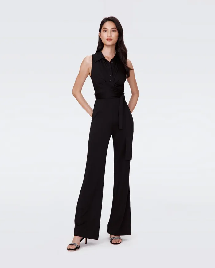 Women Kellie Jumpsuit Black DVF Jumpsuits and Rompers
