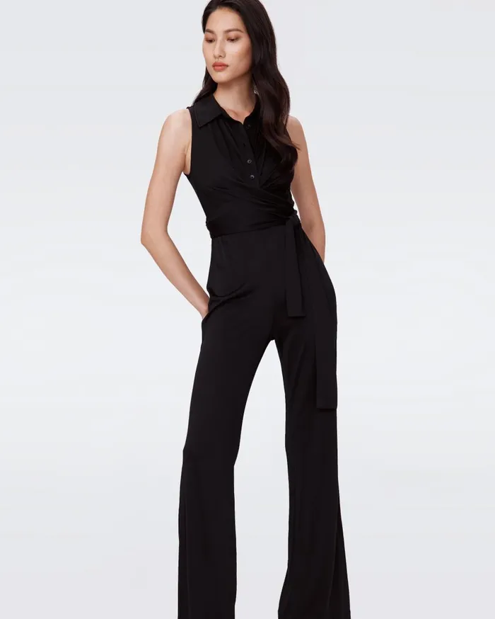 Women Kellie Jumpsuit Black DVF Jumpsuits and Rompers