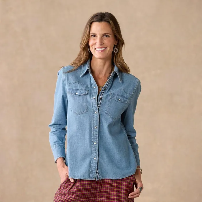 Women Keyla Denim Shirt Denim Sundance Catalog Tops Women Keyla Denim Shirt Denim Sundance Catalog Tops