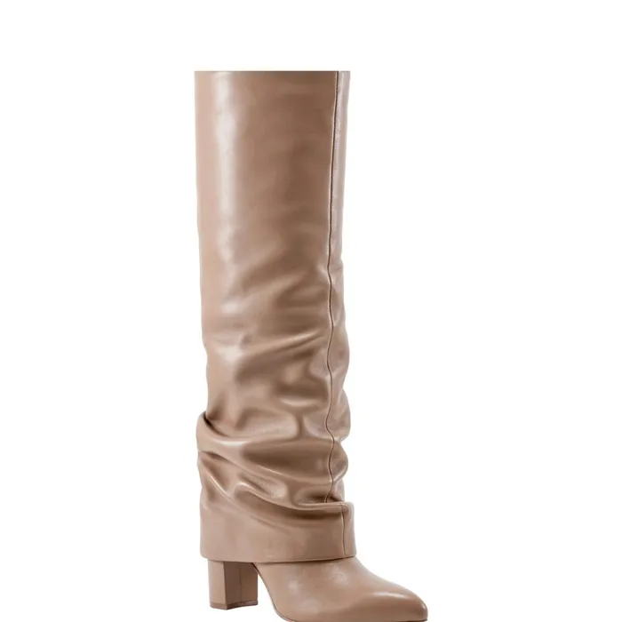 Women Lalita Foldover Dress Boot Light Natural Leather Marc Fisher Dress Boots