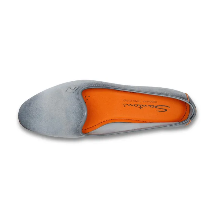 Women Light Blue Suede Loafer Santoni Loafers